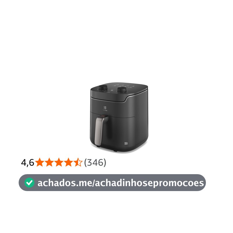 Electrolux Air fryer Fritadeira Elétrica sem oleo Rita Lobo 5,8L 8 receitas pré-sugeridas timer 60 minutos desligamento automático cesto removivel dupla camada antiaderente 1400W EAF40 127v Cinza