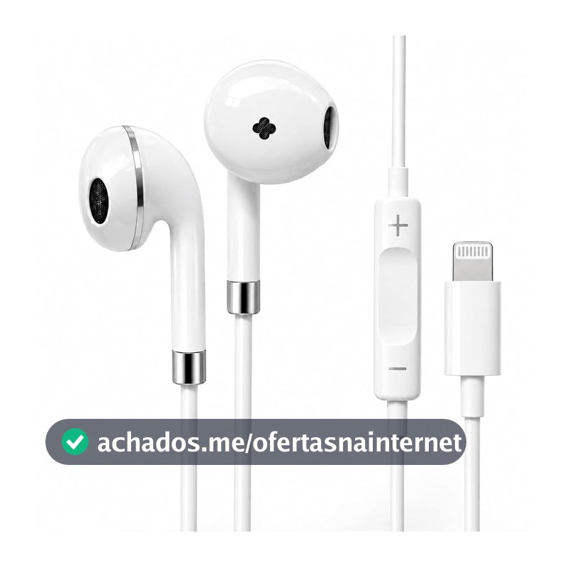 Fone de Ouvido com Fio Compatível iPhone Lightning iOS