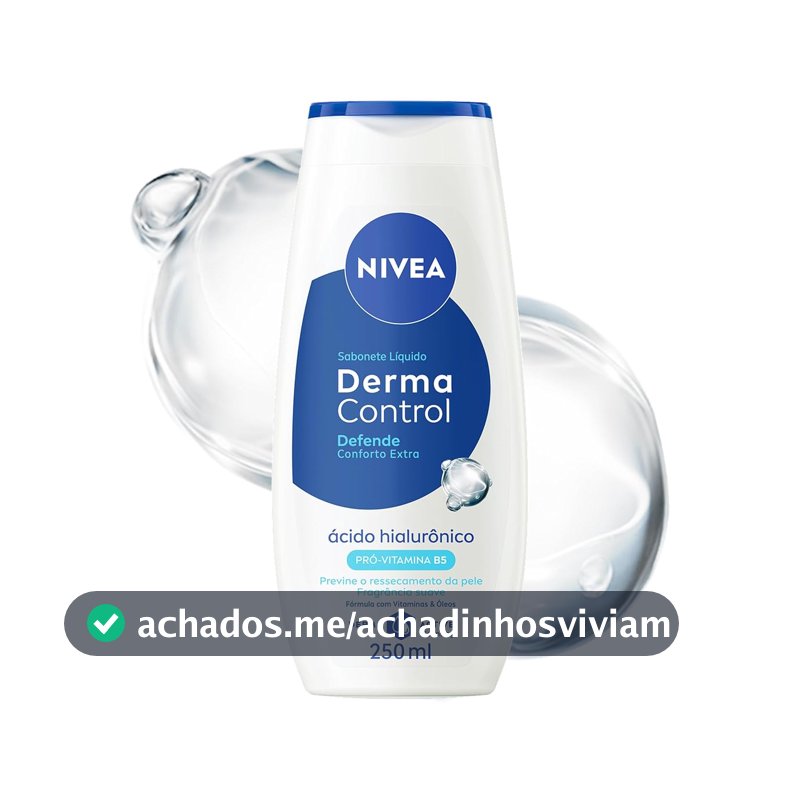NIVEA Sabonete Líquido Derma Control Defende 250ml, Limpeza Corporal, Previne Ressecamento, Ácido Hialurônico, Pele Suave