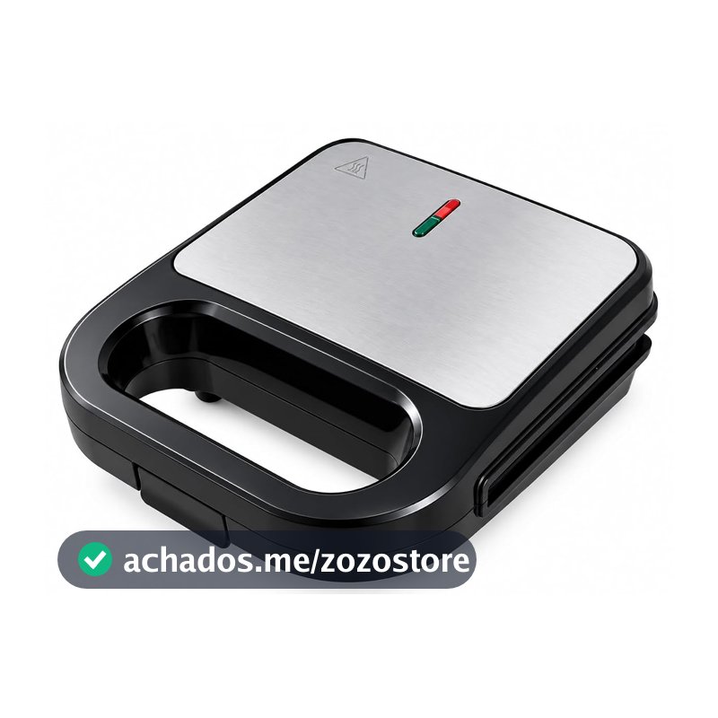 Sanduicheira Elétrica 750W 220V Antiaderente Compacta Inox 2 Placas Grill