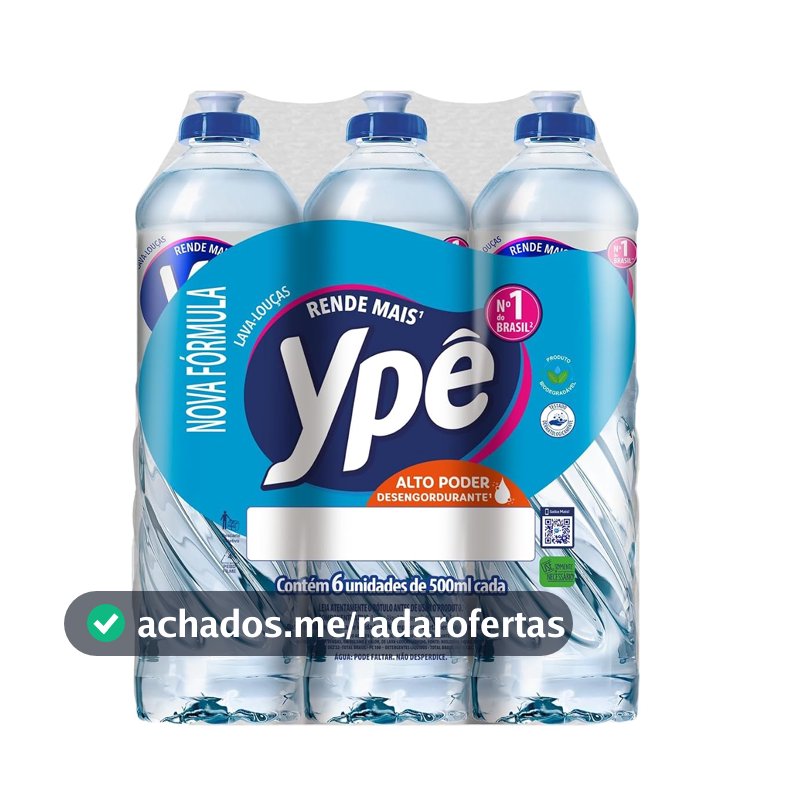 Ypê Pack Detergente Clear 500ml (6 unidades)