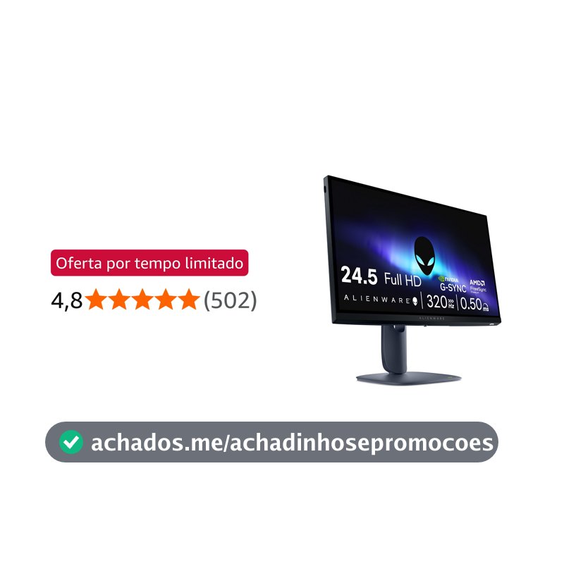 Monitor Gamer Alienware 25", Full Hd (1920 x 1080), 320 Hz, Aw2525hm