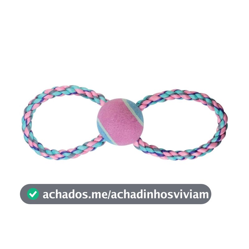 Jambo Pet Brinquedo Mordedor Corda em 8 com Bola de Tenis Pastel para Cães