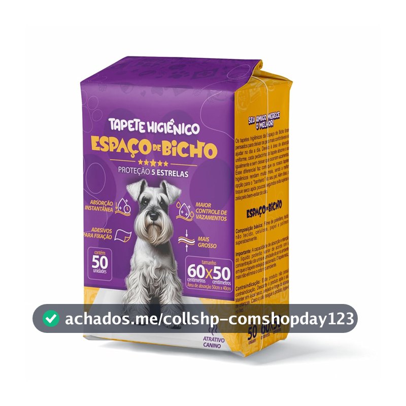 Tapete Higiênico Espaço de Bicho 60x50cm, 50 unidades