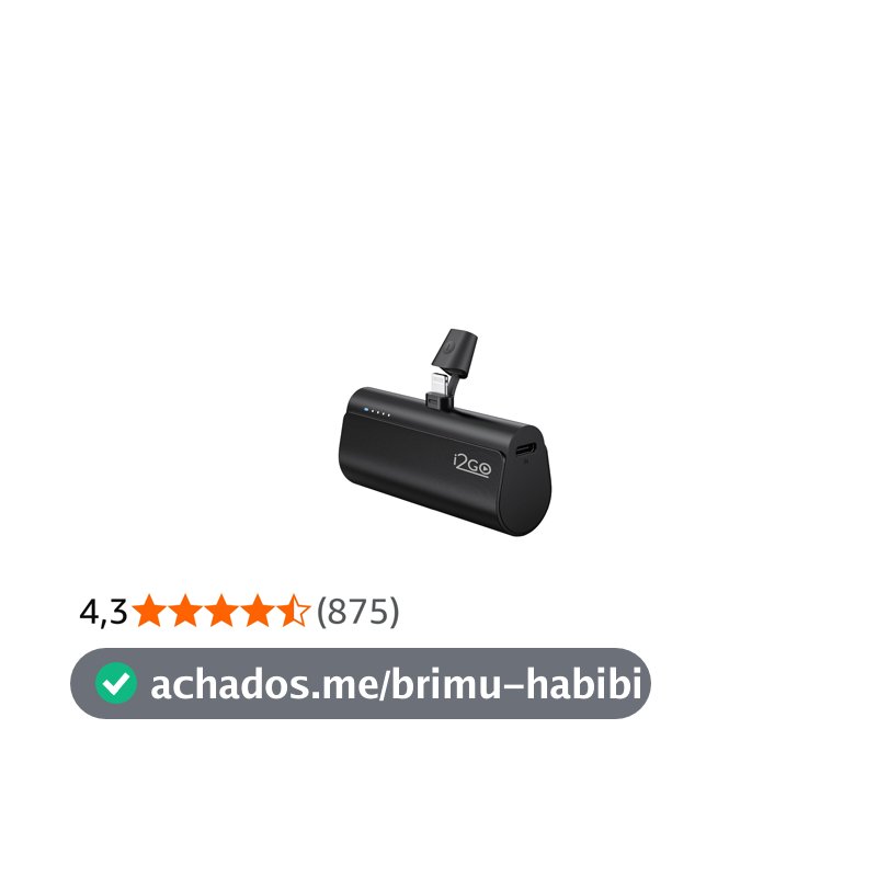 I2GO, Carregador Portátil (Power Bank), Pocket, 5000mAh, Não Necessita Cabos, Modelo Lightning