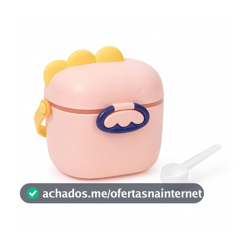 Porta Leite em Pó Bebê com Dosador Formato Dinossauro 400ml Rosa