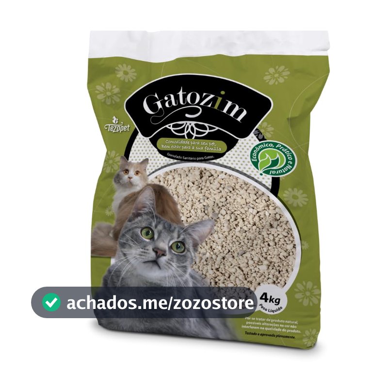 Kit 5 Areias Higiênica Sanitária Gato Gatozim 4kg - Tradicional.100% Natural.