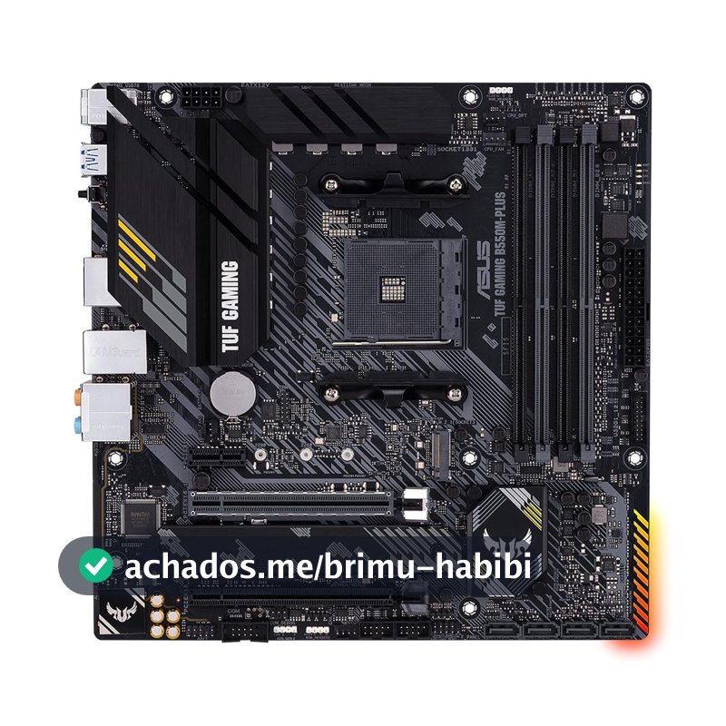 Placa-Mãe ASUS TUF Gaming B550M-PLUS AM4 mATX — Suporte Ryzen, PCIe 4.0, M.2 NVMe, DDR4, HDMI/DP, LAN Gigabit, Durabilidade Militar para PC Gamer