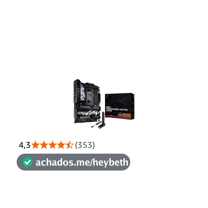 ASUS Placa-mãe ROG Crosshair X870E Hero AMD X870E AM5 ATX, Advanced AI PC Ready, 18+2+2 estágios de energia, DDR5, PCIe® 5.0, 5X M.2, Wi-Fi 7, USB4®, overclocking AI, Core Flex, slot PCIe Q-Release