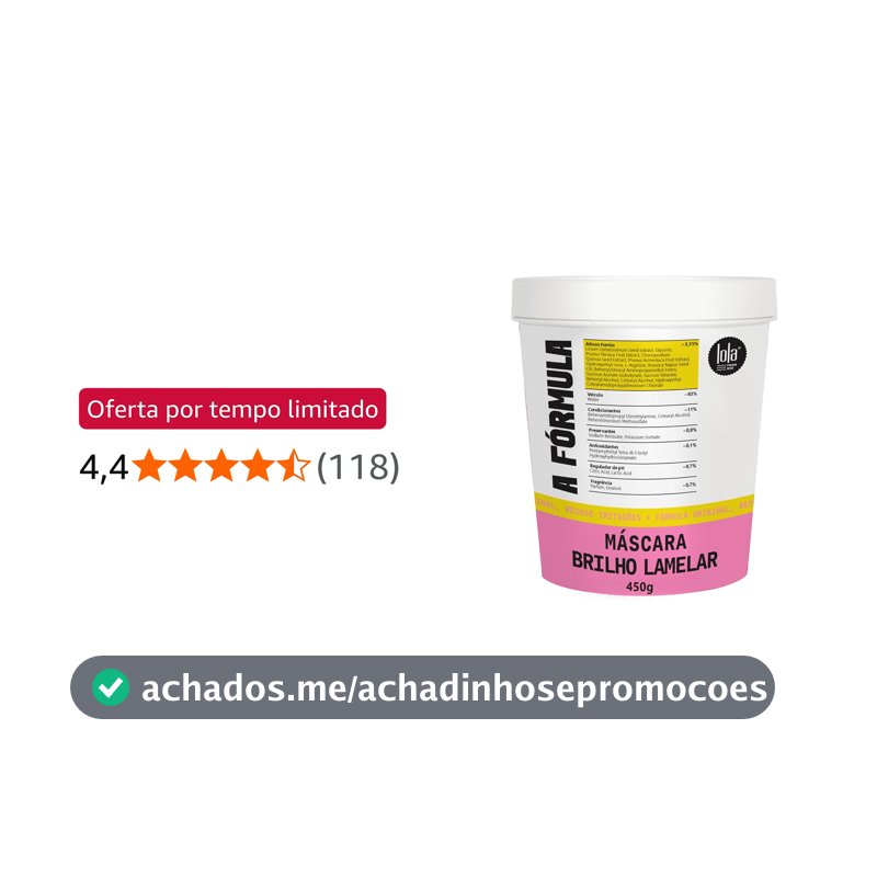 Máscara Capilar A Fórmula 450gr - Lola Cosmetics
