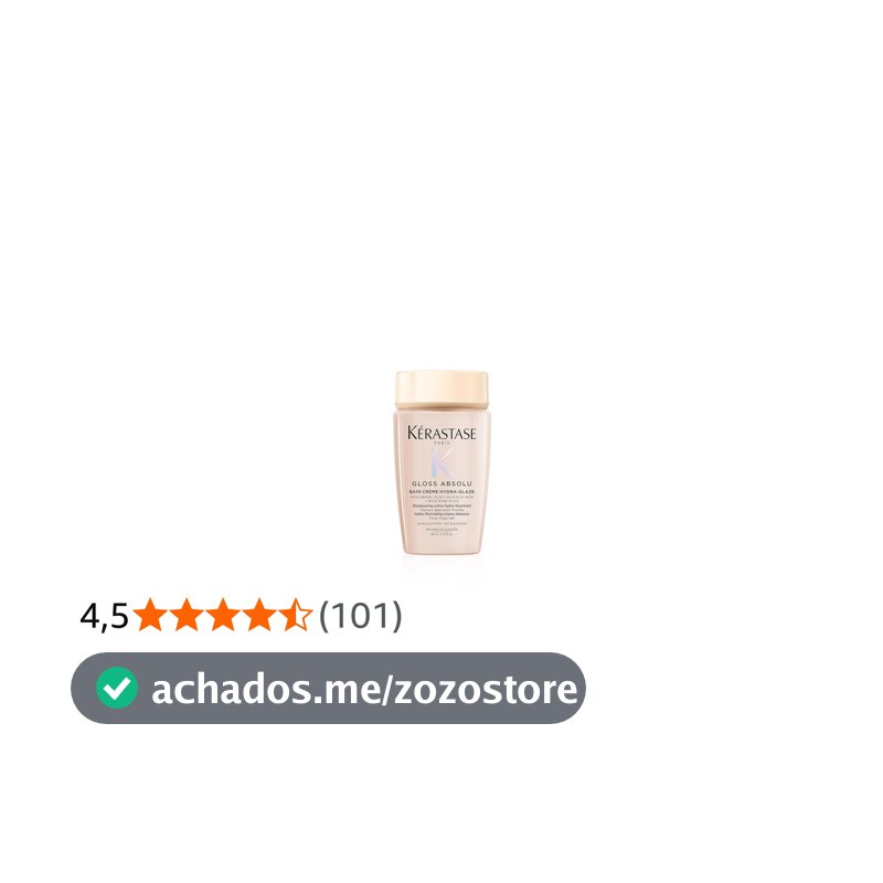 Kérastase Gloss Absolu Bain Crème Hydra-Glaze, shampoo para cabelos com frizz intenso, brilho e suavidade, com ácido glicólico, ácido hialurônico e óleo de rosa mosqueta, 80ml