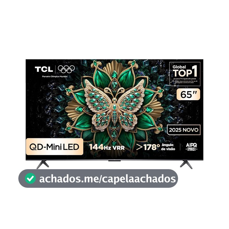 Smart TV TCL 65 Polegadas QD-Mini LED 4K C6K WiFi Bluetooth Google TV 4 HDMI 144Hz HDR10+ 65C6K