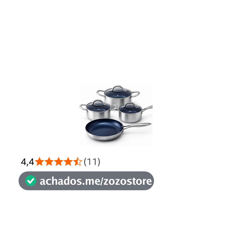 Conjunto de Panelas Antiaderente com Revestimento Cerâmico, Cabo Bifurcado Ergonômico