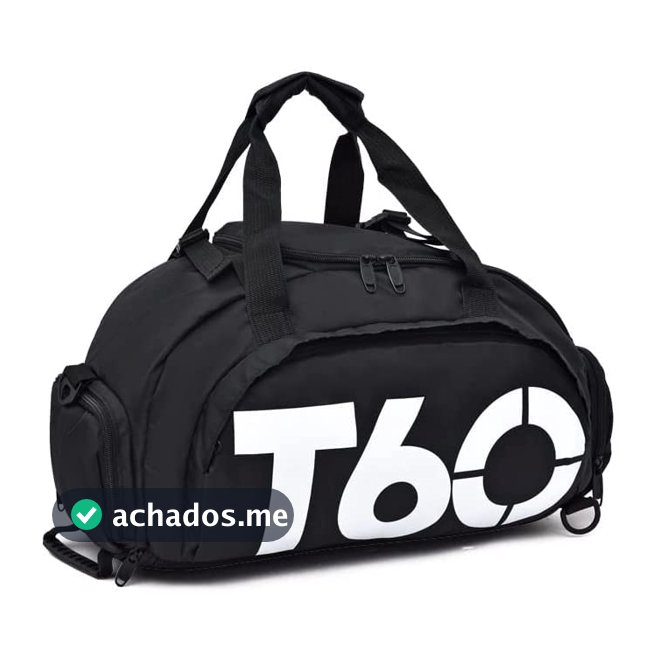 Mochila Mala T60 Para Academia Natação Camping na Cor Preta