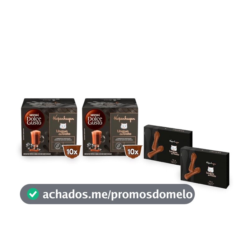 Kit Kopenhagen Dolce Gusto, 2 NDG Língua de Gato e 2 Barras, 85g
