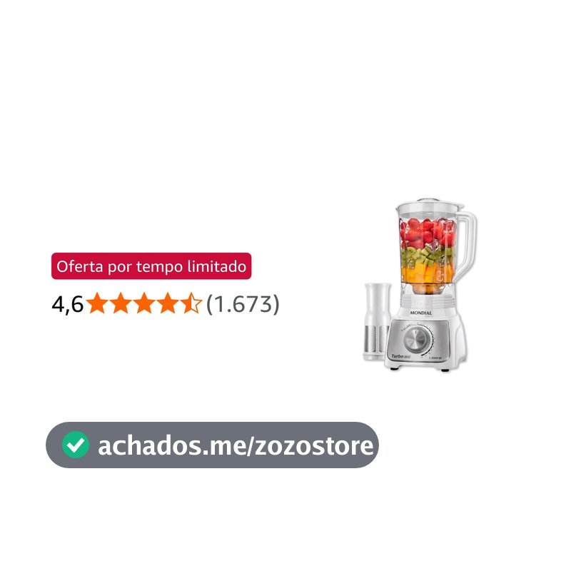 MONDIAL, Liquidificador Turbo Branco/Inox 1100W, 110V - L-1100-WI