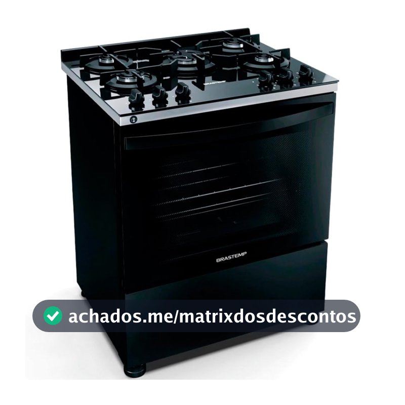 Fogão 5 Bocas de Piso Brastemp Mesa de Vidro Bivolt Preto BFS5VCE