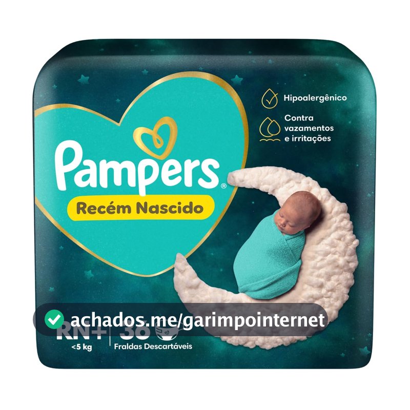 Fralda Pampers Recém Nascido Tamanho RN+ (Até 5 kg), 36 Unidades