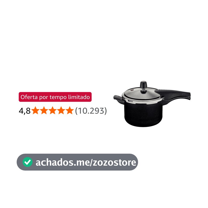 Panela de Pressão Tramontina Vancouver Effect em Alumínio com Revestimento Interno e Externo em Antiaderente Starflon Max Preto 20 cm 4,5 L