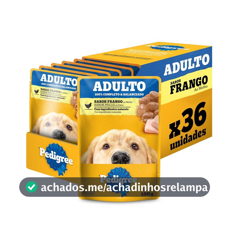 Pack Ração Úmida Pedigree Sachê Frango ao Molho para Cães Adultos 100 g - 36 unidades
