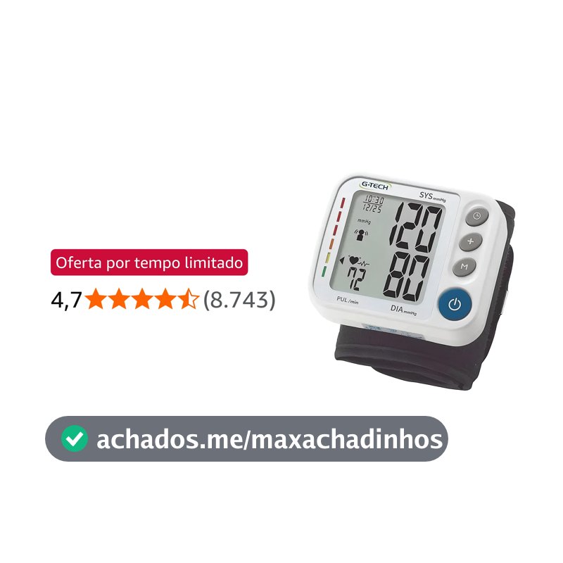 G-Tech Aparelho de Pressão Digital Automático de Pulso GP400, Cor Branca