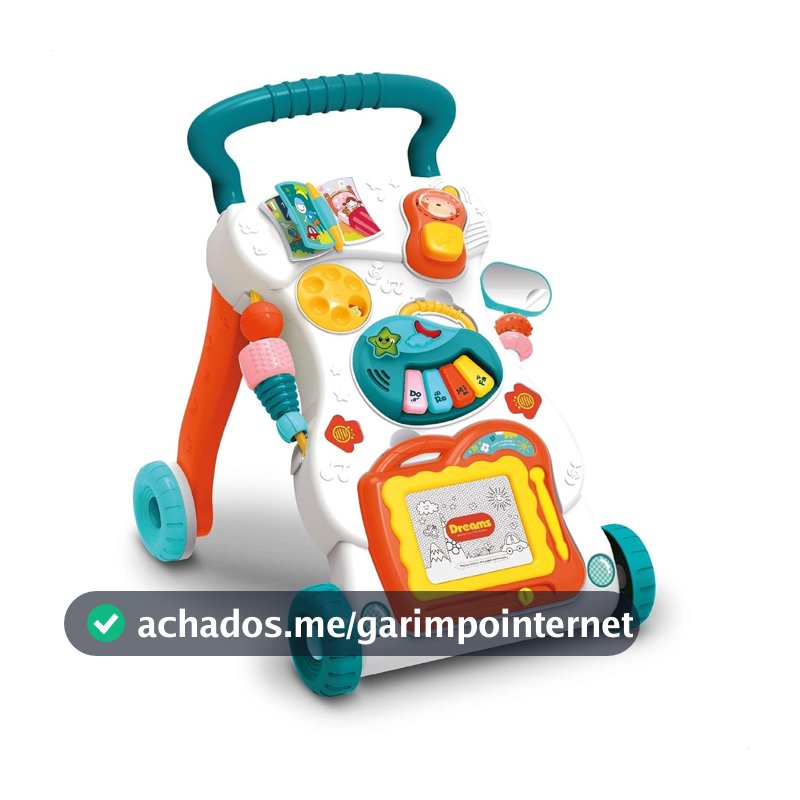 Andador de Empurrar Infantil Brinquedo Educativo para Bebê Teclado Musical Lousa Mágica