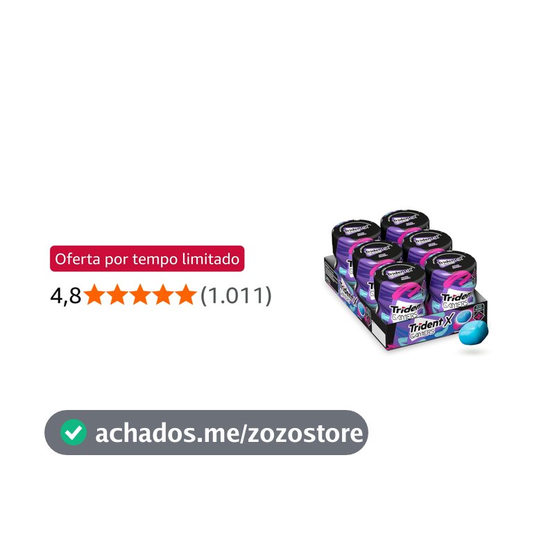 Chiclete Trident X Gamers Acid Berry - Caixa Com 6 Unid De 48,3g
