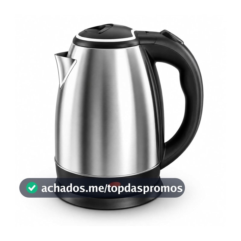 Chaleira Elétrica 1.8 Litros Inox Desligamento Automatico Cor Aço 220V Aquecimento Rápido Segura Café Chá Fácil Abertura Premium GT (220V)