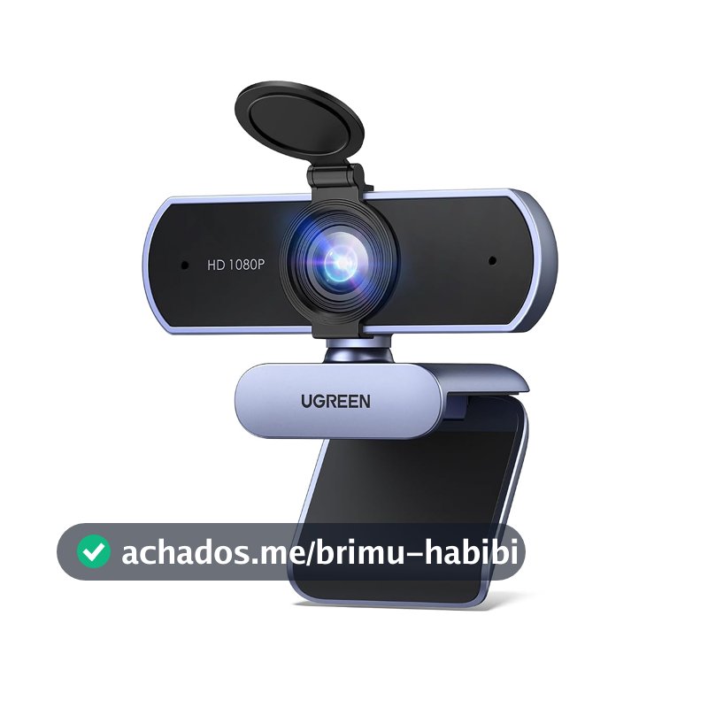 UGREEN Webcam Full HD 1080P com Microfone, Campo de Visão de 85°, Redução de Ruído, USB Plug and Play, Correção Automática de Luz, Adequada para Streaming/Conferência, Zoom/Skype/YouTube
