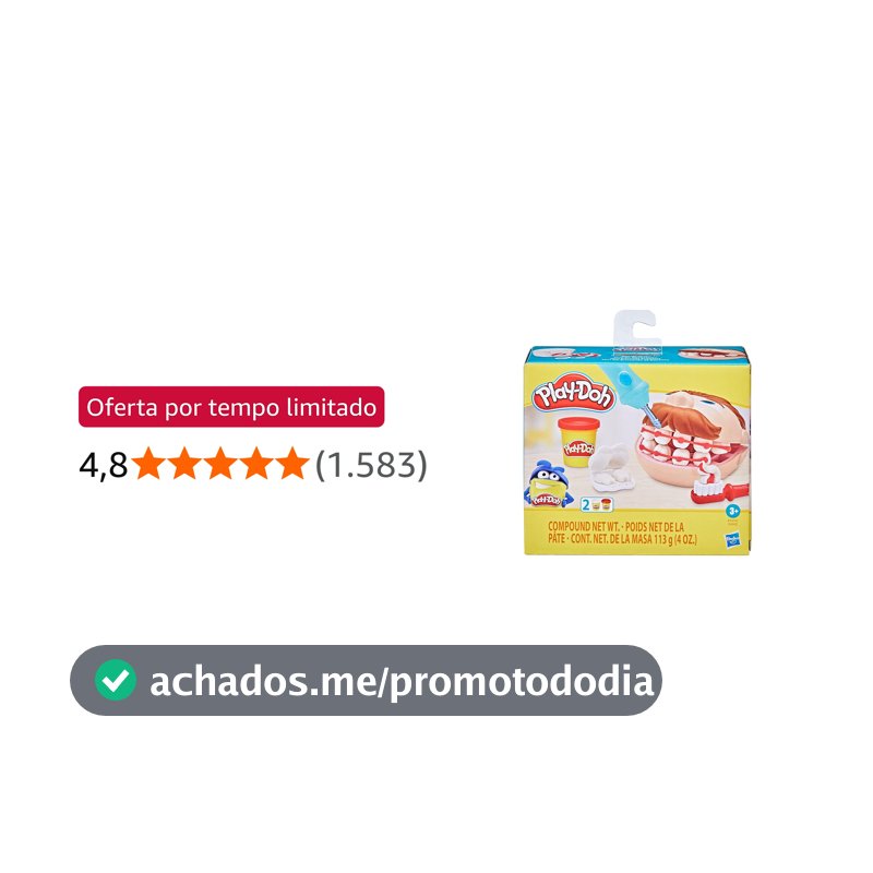 Play-Doh, Massinha de Modelar Infantil, Brincando de Dentista - Conjunto de Brinquedo com Acessórios e 2 Potes - A partir de 3 Anos