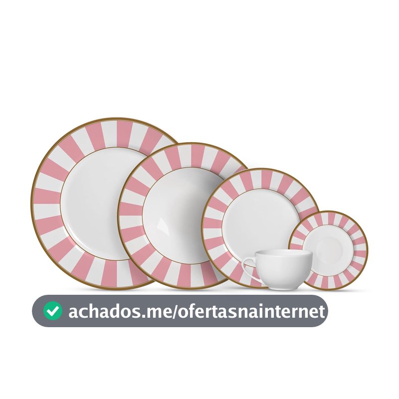 Aparelho de Jantar Alleanza 20 pçs Stripe Rosa