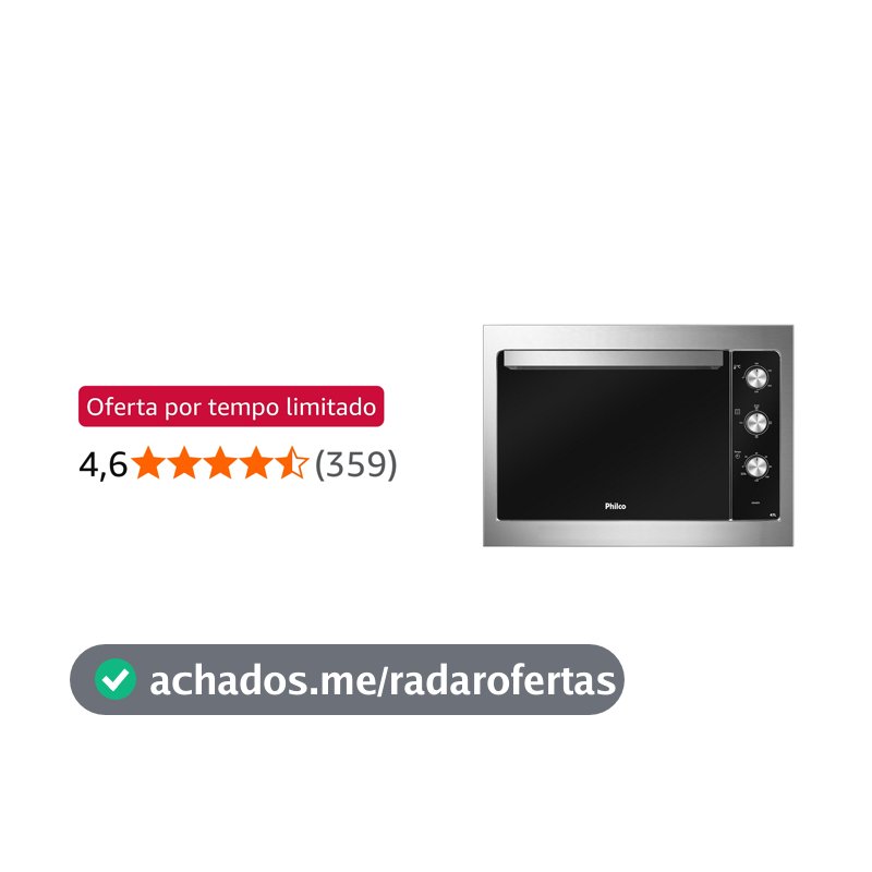 Philco Forno Elétrico de Embutir PFE47E Esmaltado Dupla Resistência 47L 220V Cinza