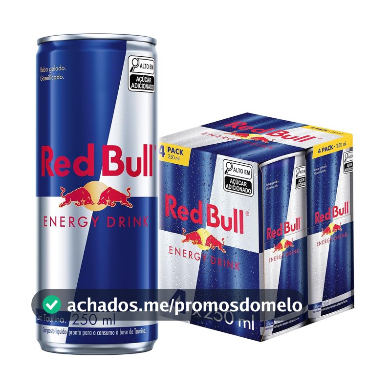 Red Bull Energético, Energy Drink, 250ml, 4 latas