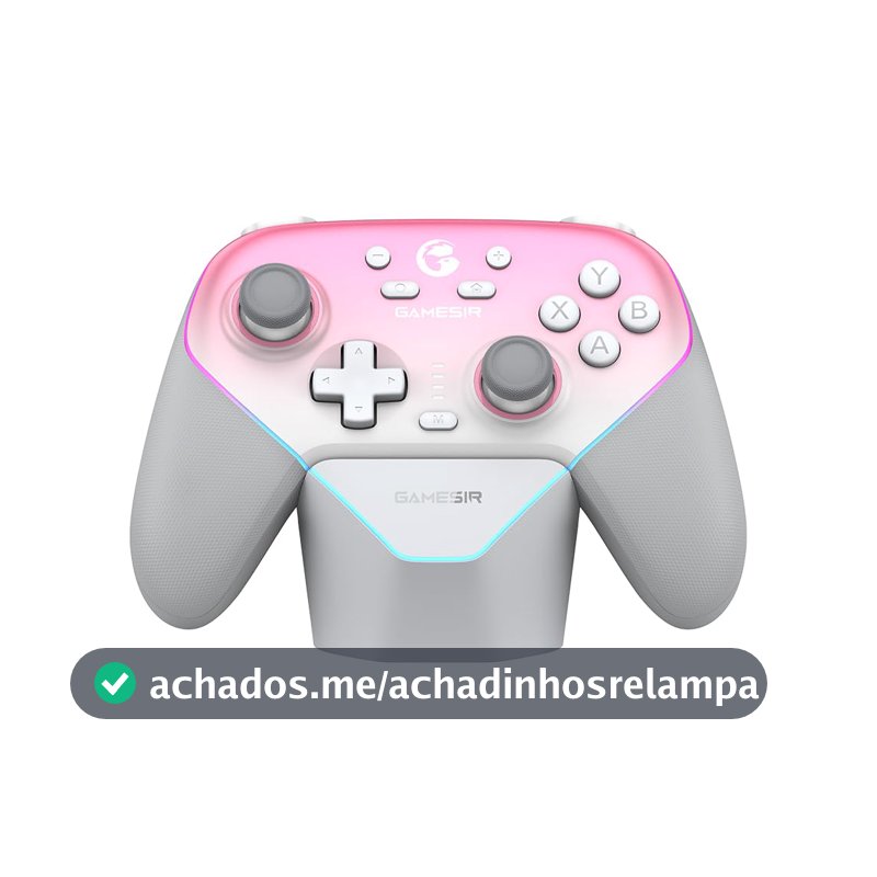 GameSir Super Nova Controle Sem Fio Bluetooth para PC/Switch/Switch 2/iOS/Android, 1000Hz, Hall Effect Anti-Drift, RGB, Dock de Carregamento, Controle Gamer Profissional - Rosa