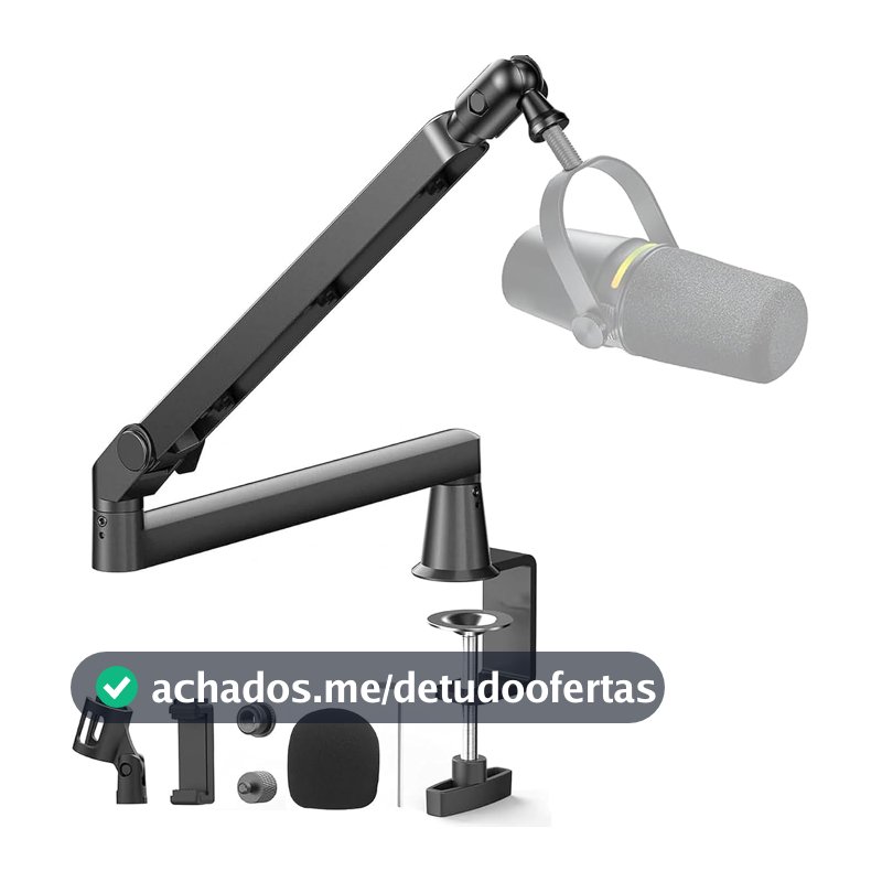 Suporte Microfone Boom Arm com Mesa Presilha