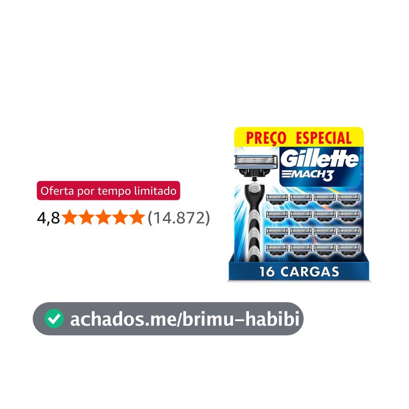 Gillette Mach3 Carga para Aparelho de Barbear 16 Unidades
