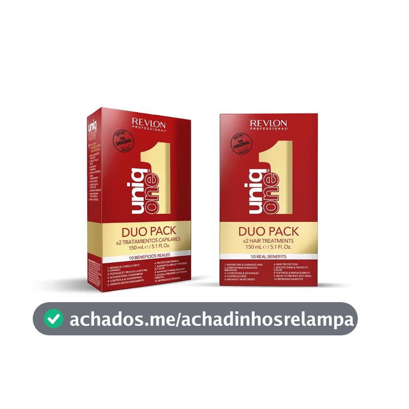 Revlon Professional Duopack UniqOne Clássico Tratamento Capilar, 2 Protetores Térmicos 10 em 1 I Hidratação Profunda I Spray Leave-In I Desembaraça os Cabelos Femininos, 2 x 150 ml