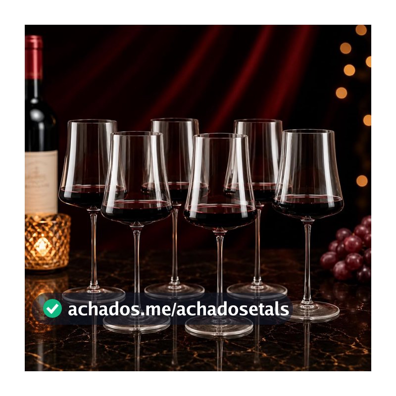 Jogo com 6 Taças para Vinho Tinto em Cristal Ecológico Premium