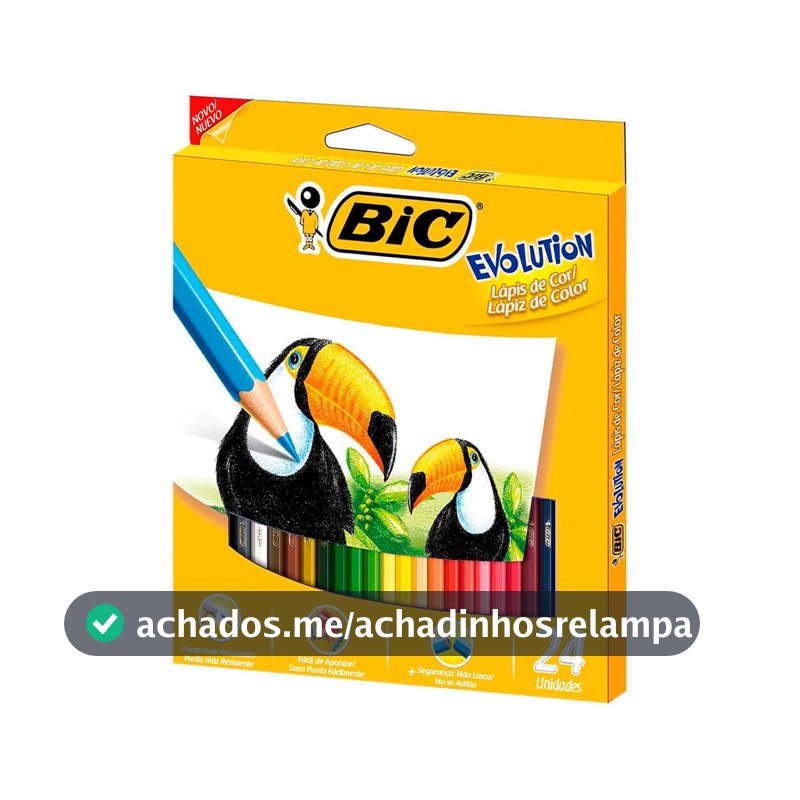 BIC, Lápis de Cor Sextavado, Evolution, 24 Cores