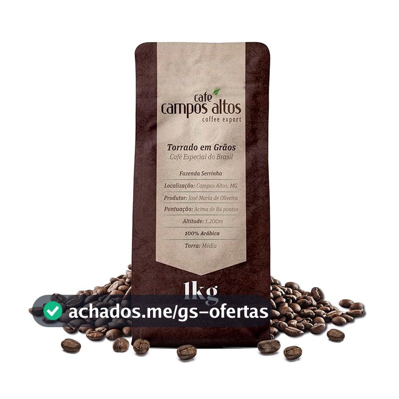 Café Campos Altos Especial em Grão 1kg, Arábica Catuaí Vermelho, 84+ Pontos