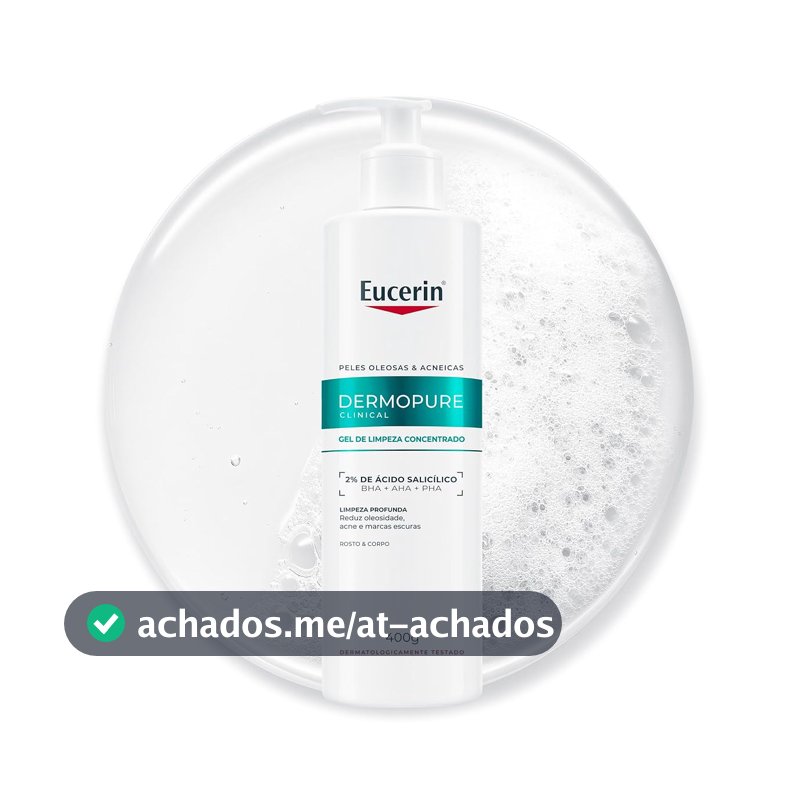EUCERIN Gel de Limpeza Facial AntiAcne DermoPure Clinical Concentrado 400ml, Peles Oleosas e Acneicas