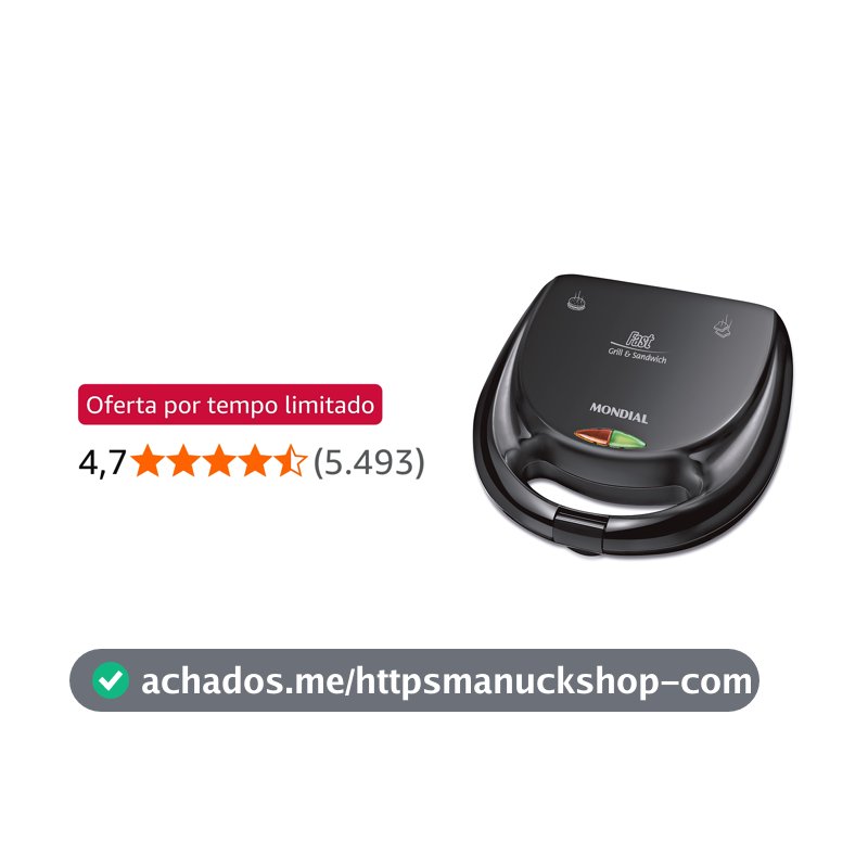 MONDIAL Sanduicheira Fast Grill & Sandwich, Preto, 750W, 220V - S-12