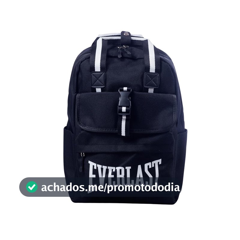 Everlast Mochila Elegance 100% Nylon Preto com Alças Acolchoadas