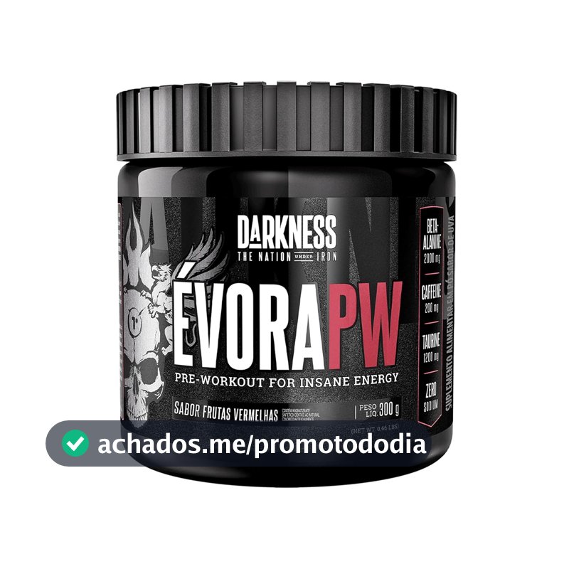 Darkness - Evora Pré-Treino Frutas Vermelhas - Pre Workout Sem Glúten - Fórmula c/ Palatinose, Cafeína e Taurina - Suplemento Alimentar em Pó para Alta Performance - 300g