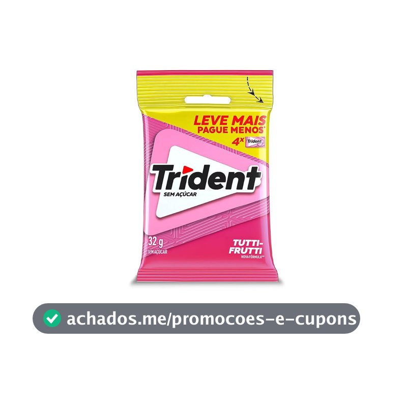 Chiclete Trident Tutti-Frutti 32g - Pacote Com 4 embalagens