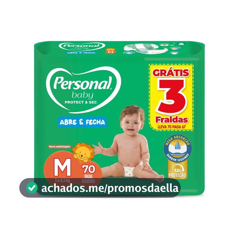 Personal Fralda Protect E Sec M Hiper, 70 Unidades