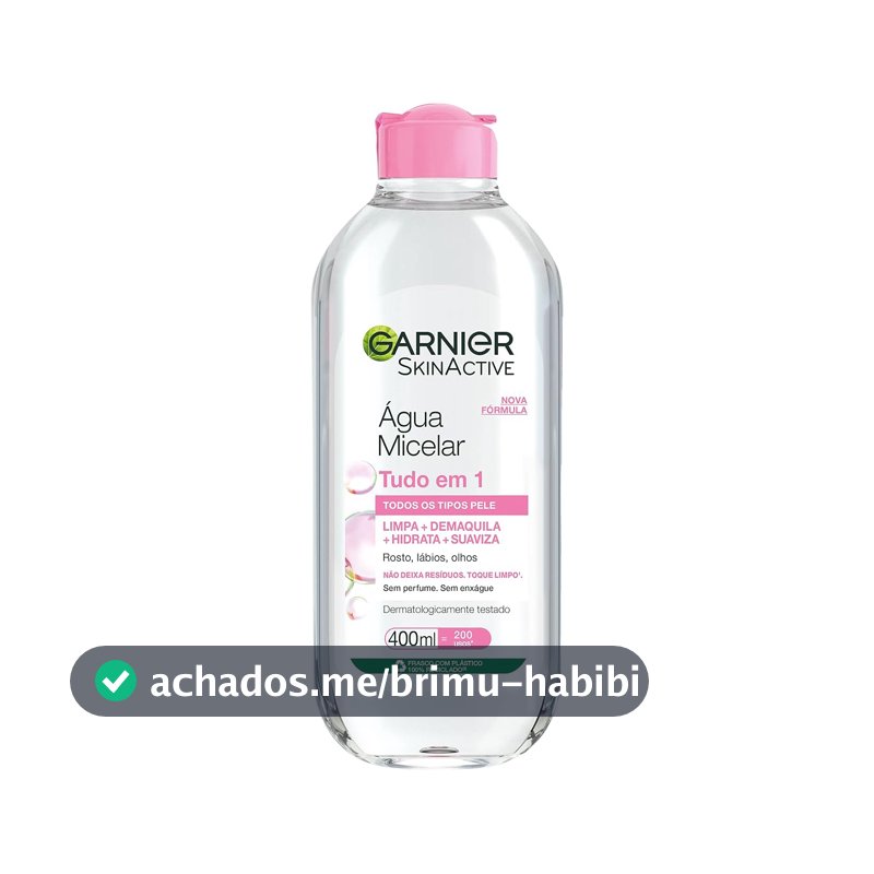 Garnier SkinActive Água Micelar de Limpeza Tudo em 1, Solução Demaquilante que Limpa, Tonifica e Remove Oleosidade, Fórmula Suave Sem Álcool para Todos os Tipos de Pele, 400ml