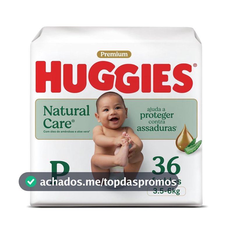 Huggies Fralda Descartável Premium Natural Hipoalergênica Care P - 36UN