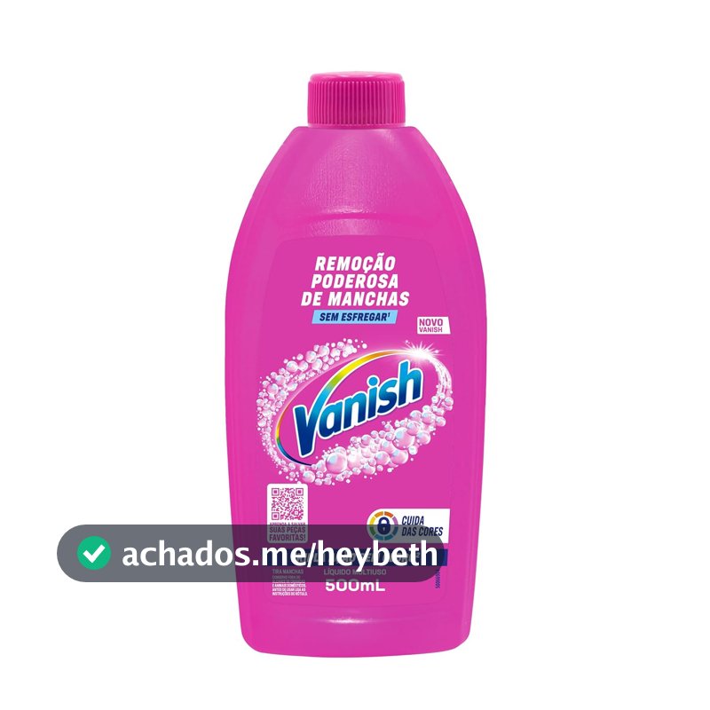 Tira Manchas Líquido Vanish Oxi Action Pink 500ml para Roupas Coloridas. Sem Cloro, Remove Manchas sem Danificar o Tecido, Preserva as Cores e Deixa as Roupas com Aparência de Novas.