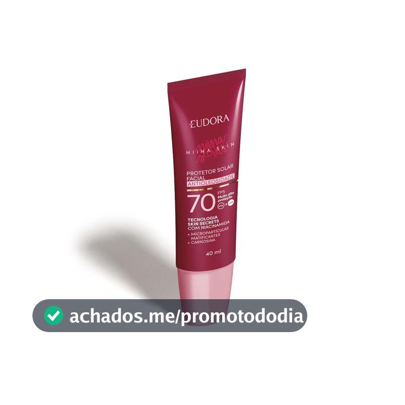 EUDORA NIINA SKIN PROTETOR SOLAR FACIAL ANTIOLEOSIDADE FPS 70 REGULAR 40g